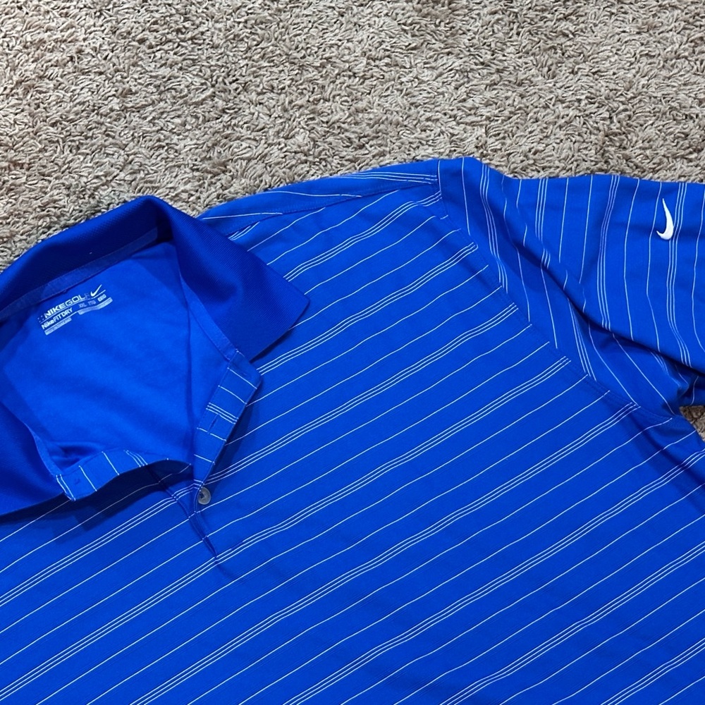 Nike Polo Shirt Mens 2XL Blue Dri Fit Golf